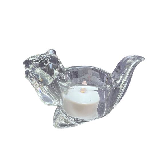 Vintage AVON Clear Glass Squirrel Votive/Candle Holder - Picture 1 of 9